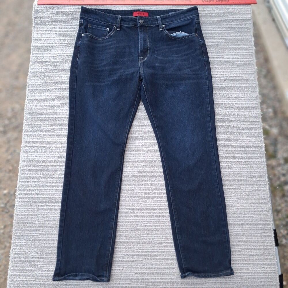 MBX Jeans Mens 38x32 Blue Dark Wash Slim Straight Stretch Denim Pants
